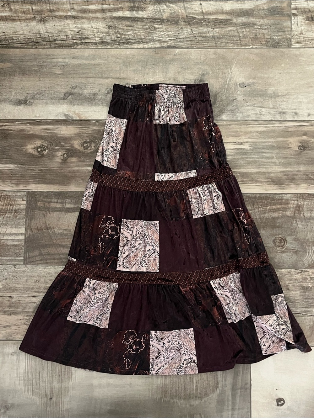 Faux Patchwork Maxi Skirt